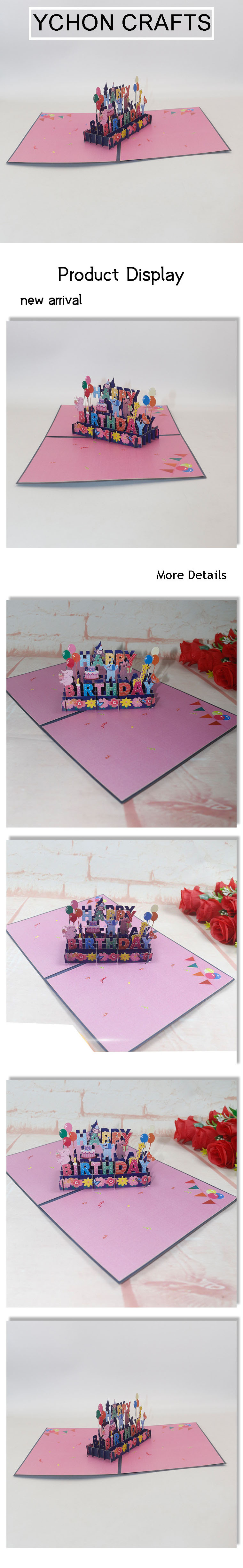 Ychon  Cake Paper Card Pop-up Funny Gift 3d Popup Birthday Invitation Cards For Kids and for happy birthday