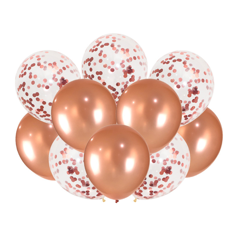 Ychon12 Inch Rose Gold Silver Confetti Sequin Balloons Transparent Round Glitter Confeti Para Globos For Wedding Birthday Party