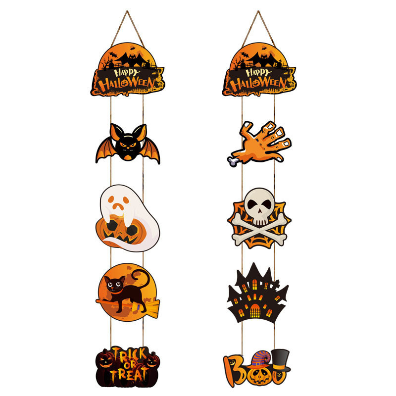 Ychon hot selling holiday party decoration theme party props Halloween ghost festival pumpkin bat door hanging wall hanging