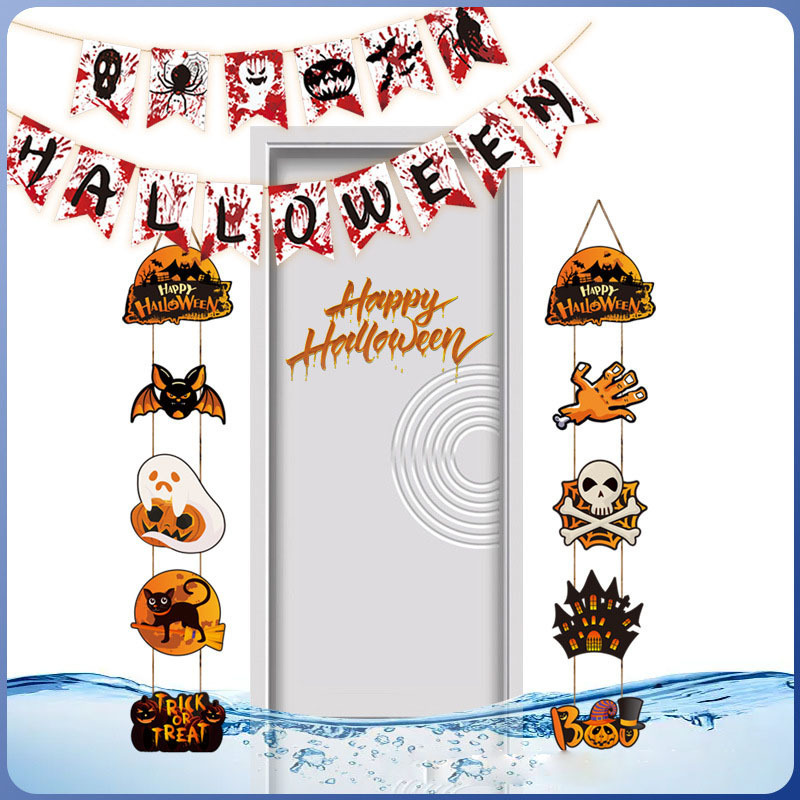 Ychon hot selling holiday party decoration theme party props Halloween ghost festival pumpkin bat door hanging wall hanging