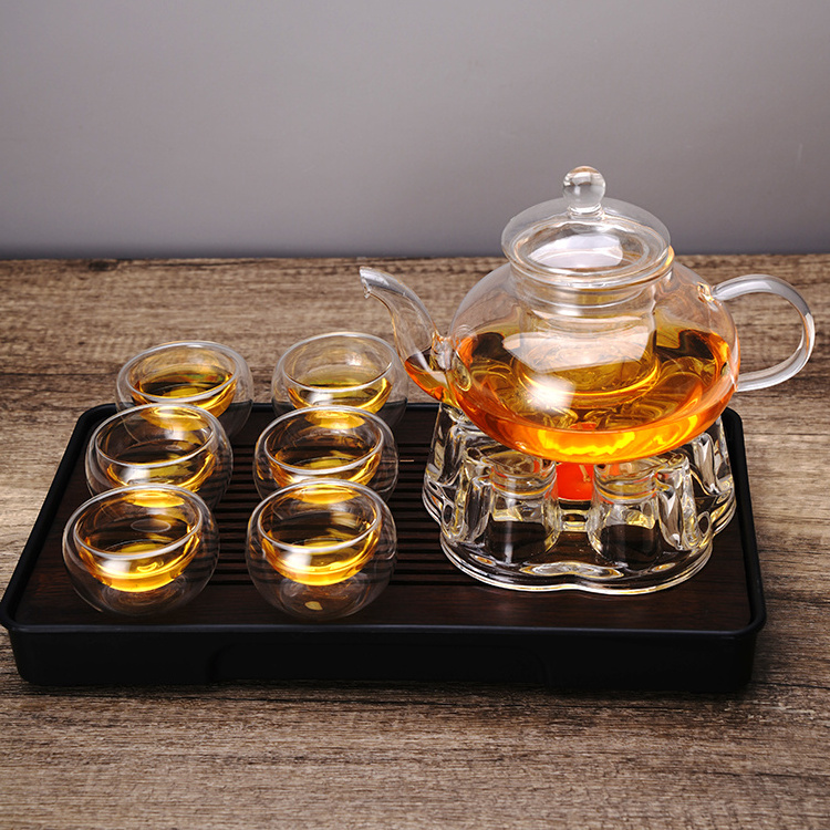 Custom Logo 600ML Glass Tea Pot With Infuser Glass Tea Pot Heat Resistant Glass Tea Pot Set