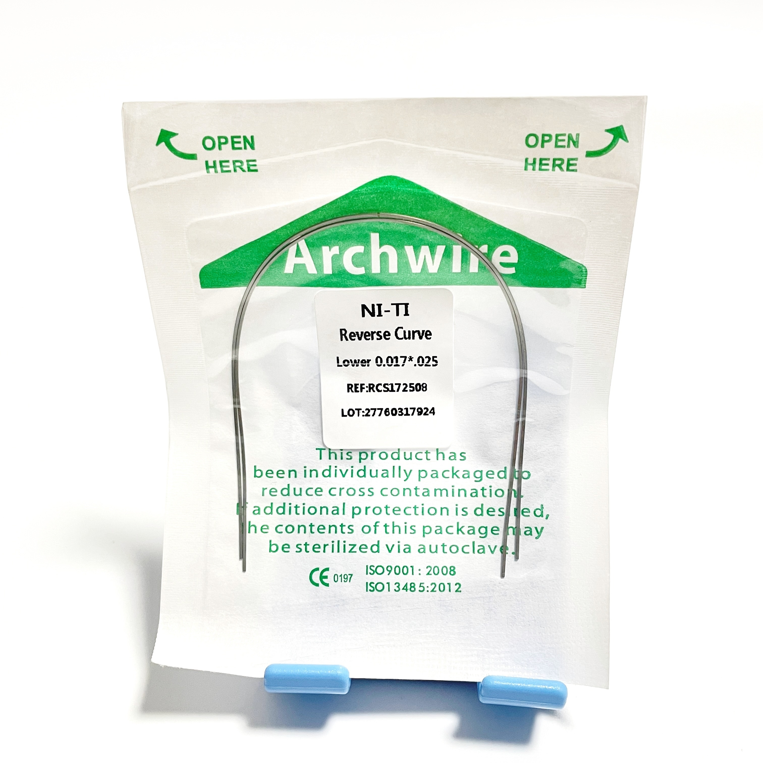 HRRS Orthodontic 0.017x0.025 Lower-Teeth Niti Rectangular Reverse Curve Wire for Bracket Archwire