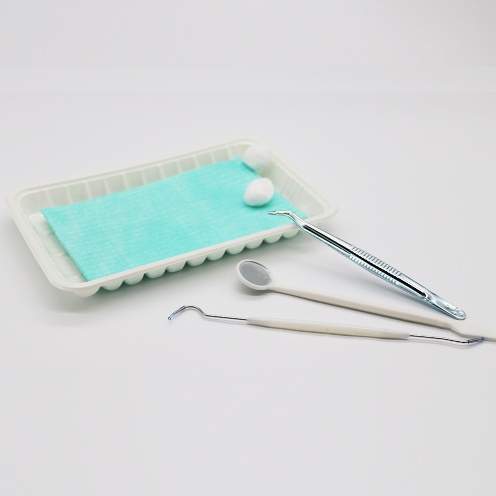 Disposable Oral Package Mouth Mirror Tweezer Probe Set Dental Instrument Box Disposable Plastic Dentist Tray