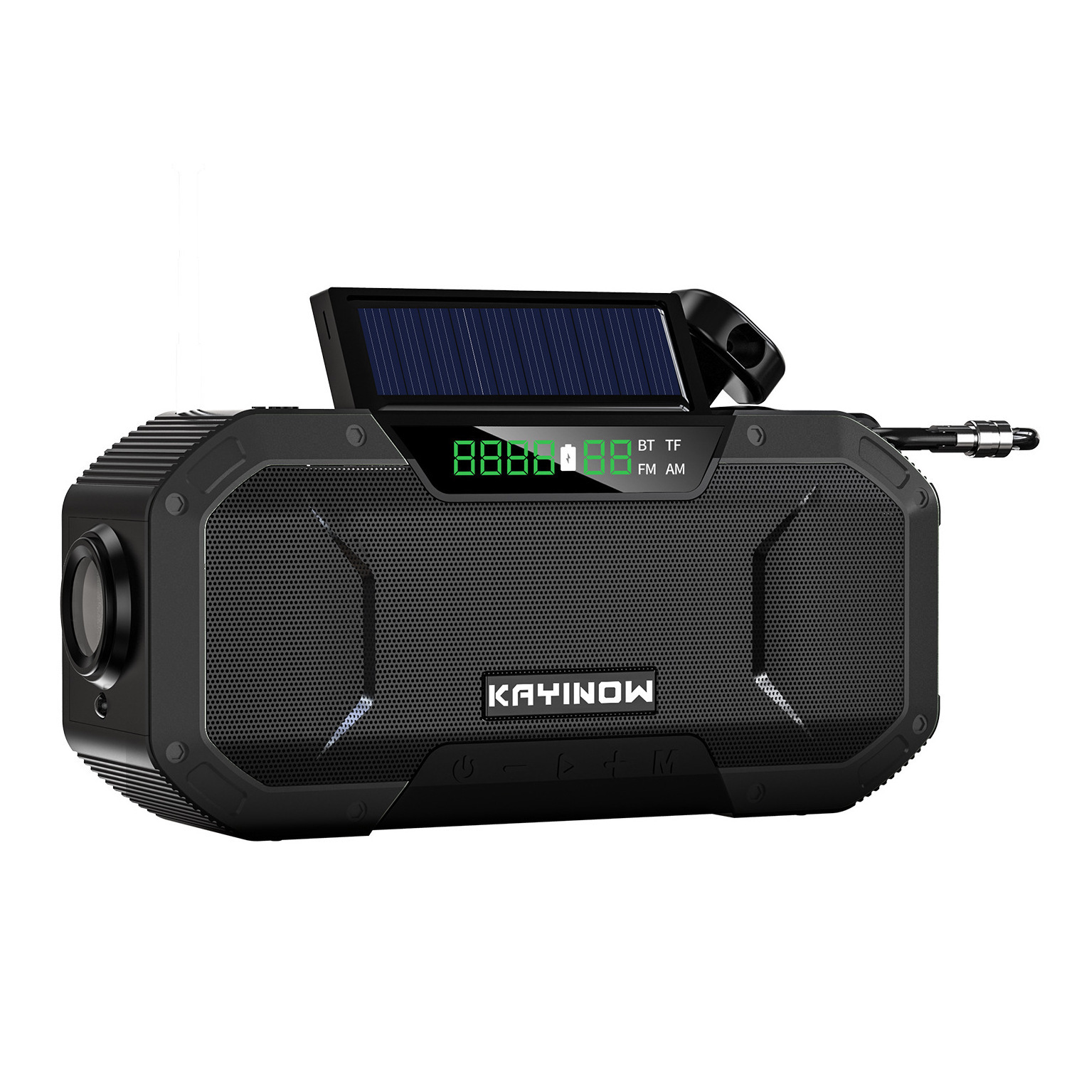 2023 emergency multi-function hand-generated outdoor solar Bluetooth speaker with FM/AM radio LED flashlight