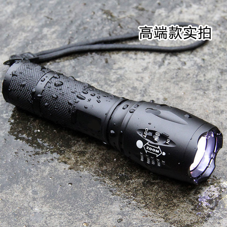 2024 Cross-border T6 telescopic zoom strong aluminum alloy flashlight waterproof outdoor night running riding patrol searchlight