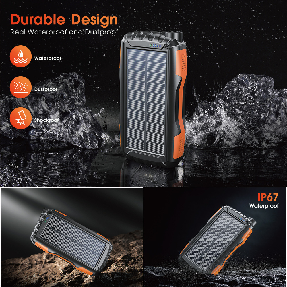 42800Mah outdoor waterproof solar charging treasure large capacity portable portable power flashlight