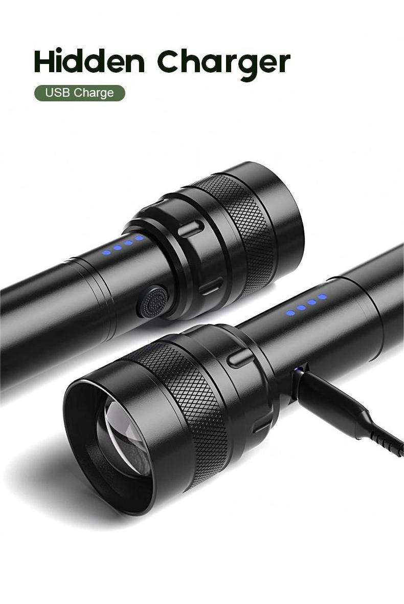 Factory Small aluminum alloy pen clamp flashlight easy charging LED zoom flashlight household strong light mini flashlight