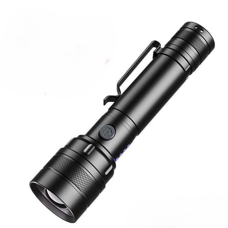 2024 Factory Small aluminum alloy pen clamp flashlight easy charging LED zoom flashlight household strong light mini flashlight