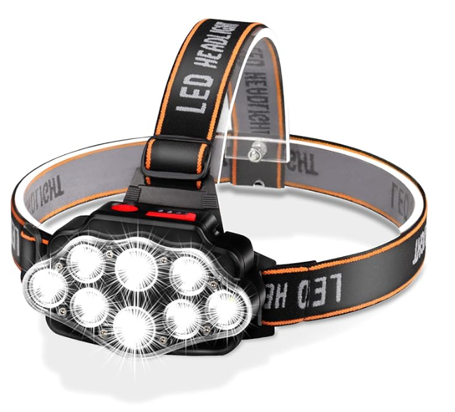 The new eight core ultra-bright led headlamp strong light can be charged by USB dual lithium lamp headlamp wearing flashlight