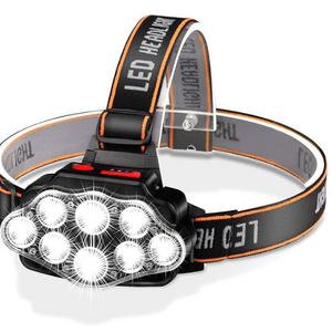 The new eight core ultra-bright led headlamp strong light can be charged by USB dual lithium lamp headlamp wearing flashlight