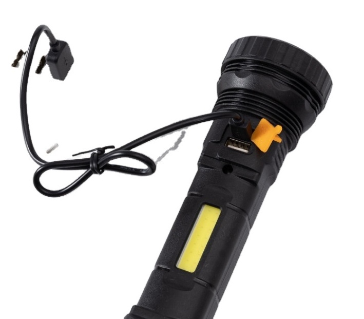 2023 New Outdoor Portable Led Bright Solar Flashlight with USB Rechargeable Super Bright Multi-functional Emergency  Light Campi