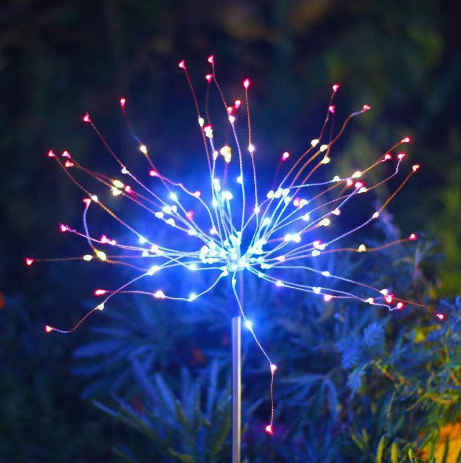 LED Dandelion Garden Decorative Copper Wire Lights Outdoor Solar Heating White Battery CE Theme Park ABS IP65 Buttons 30000 2v