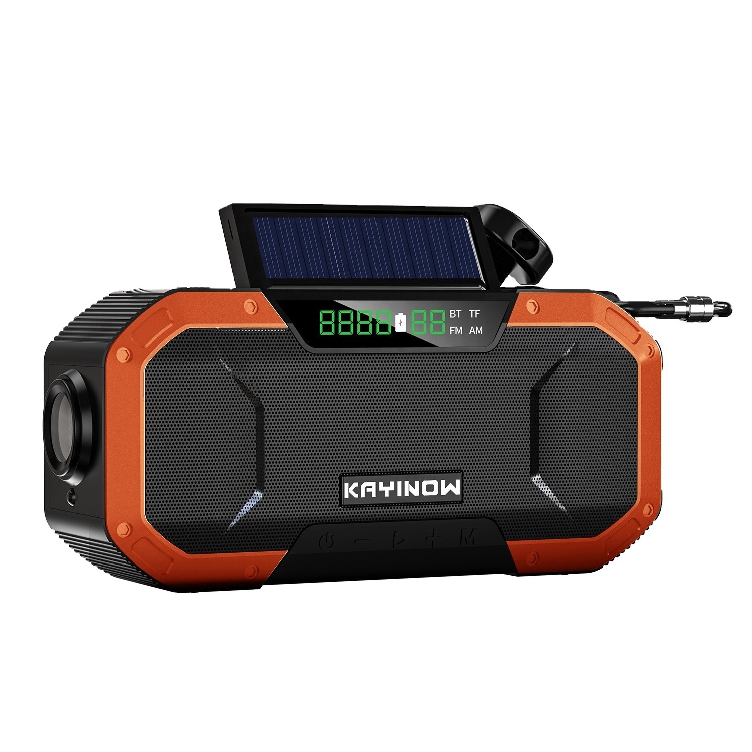 2023 emergency multi-function hand-generated outdoor solar Bluetooth speaker with FM/AM radio LED flashlight