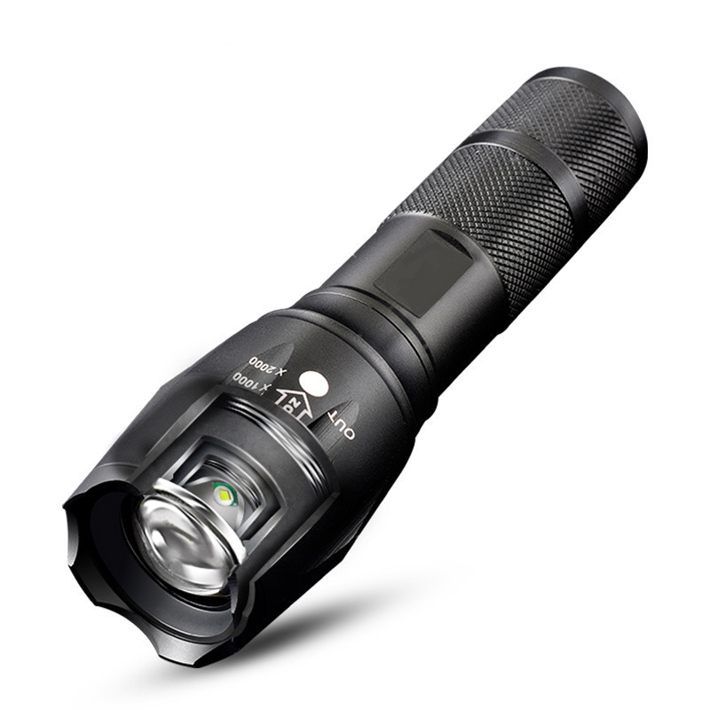 2024 New Cross-border T6 telescopic zoom strong aluminum alloy flashlight waterproof outdoor night running riding patrol searchl