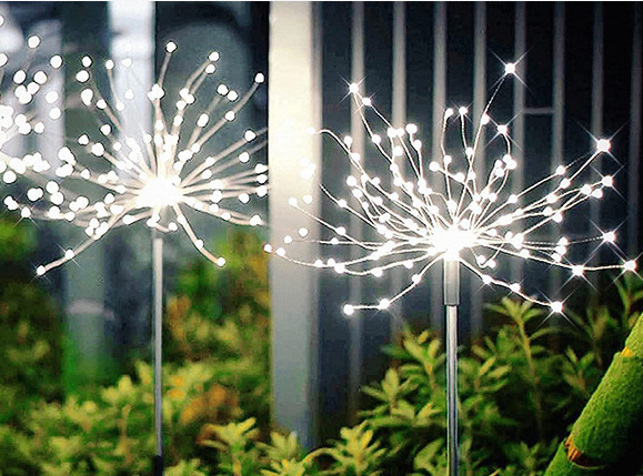 LED Dandelion Garden Decorative Copper Wire Lights Outdoor Solar Heating White Battery CE Theme Park ABS IP65 Buttons 30000 2v