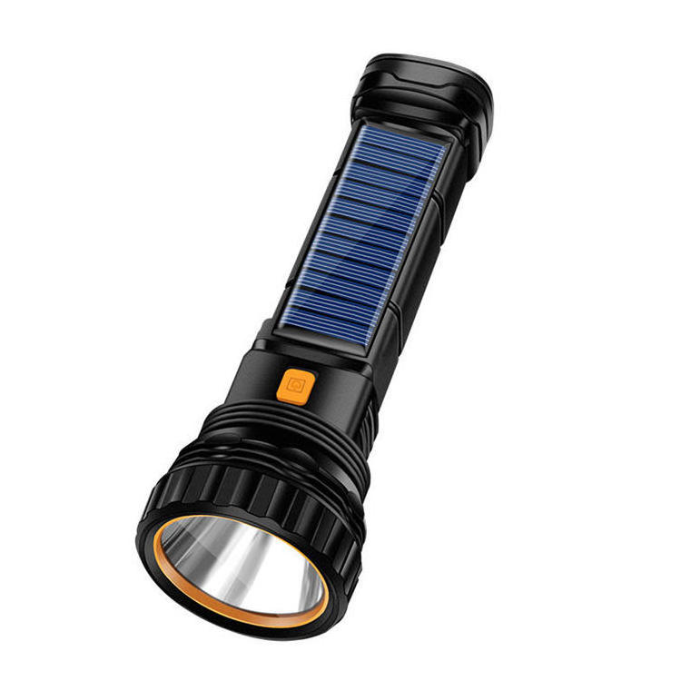 2024 New Outdoor Portable Led Bright Solar Flashlight with USB Rechargeable Super Bright Multi-functional Emergency  Light Campi