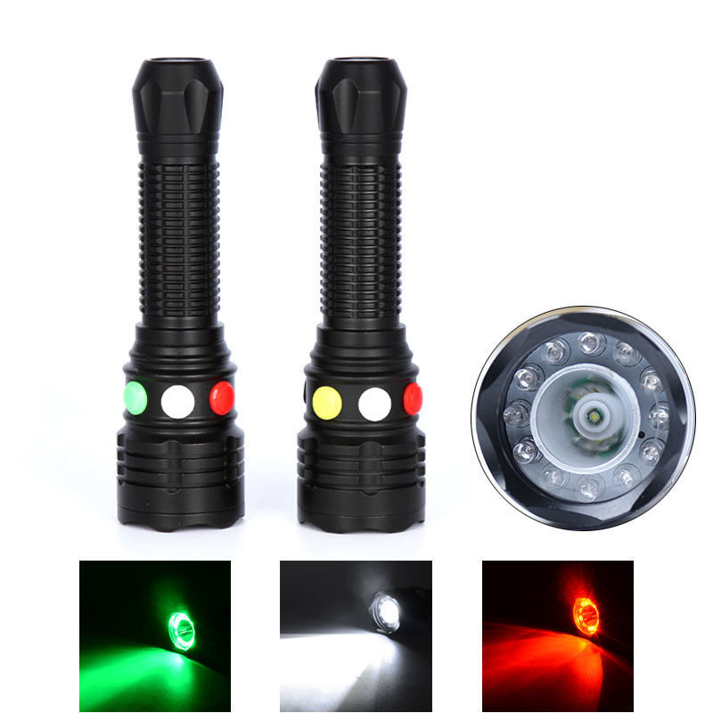 Handheld Aluminum Magnet Base Tri Colour Torch Flashing Railway Signal Batary for railways