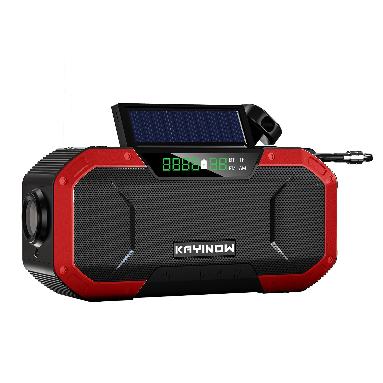 2023 emergency multi-function hand-generated outdoor solar Bluetooth speaker with FM/AM radio LED flashlight