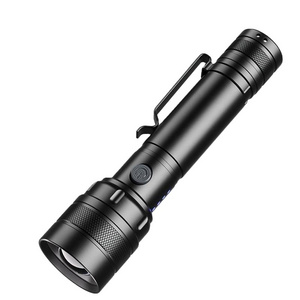 2024 Small aluminum alloy pen clamp flashlight easy charging LED zoom flashlight household strong light mini flashlight