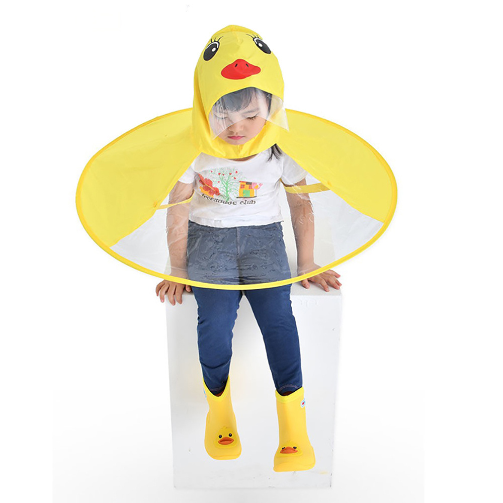 hat Kids Cute Ufo Rain Coat Children Umbrella Hat  Raincoat Cute Duck Rain Gear