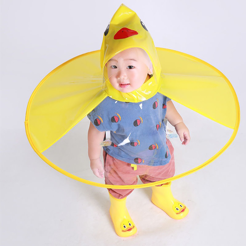 hat Kids Cute Ufo Rain Coat Children Umbrella Hat  Raincoat Cute Duck Rain Gear