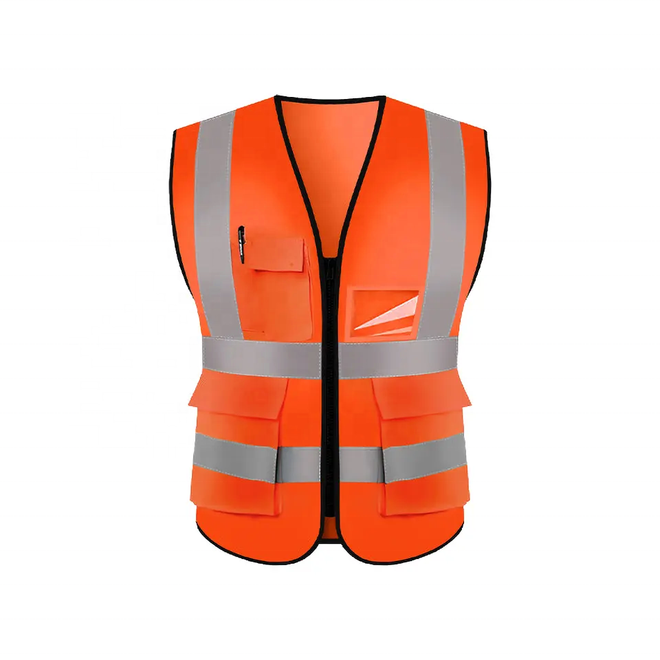 Custom women men mesh reflective jacket workwear shirt construction clothing safety work reflective vest with pockets logo