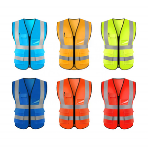 Custom women men mesh reflective jacket workwear shirt construction clothing safety work reflective vest with pockets logo