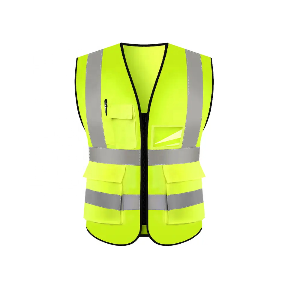 Custom women men mesh reflective jacket workwear shirt construction clothing safety work reflective vest with pockets logo