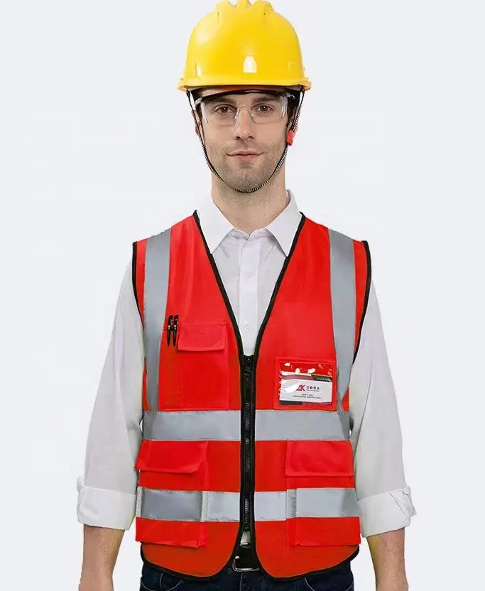 Hot sale of Custom Logo With Pockets Construction Wholesale High Visibility Reflective Safety Vest