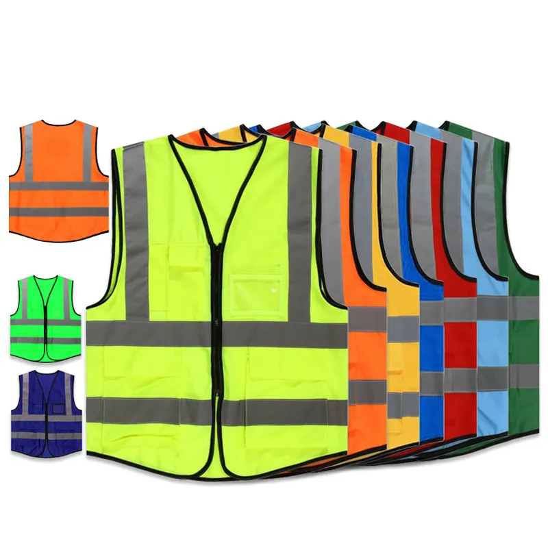 Customized Logo Construction Security Safety Vest Reflective Clothing Reflector Safety Hi vis Vest with pocket