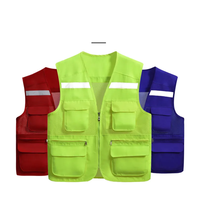 Customized logo personal bulk traffic jacket hi vis workwear road construction clothing reflective safety vests for men