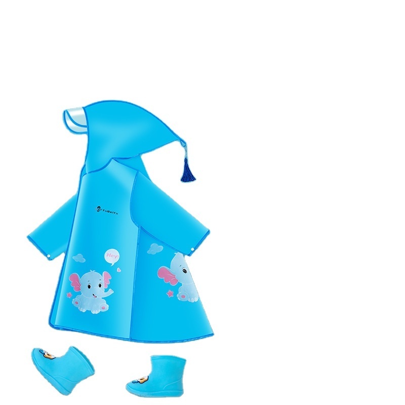 Comfortable Cartoon Long Brim Small Rain Cape Cute Duck Baby Raincoat with boots