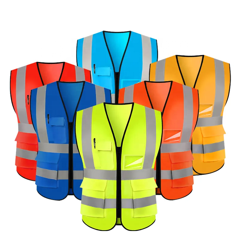 High Visibility Wholesale 100% Polyester Reflective Security Safety Chaleco Reflector Vest Custom