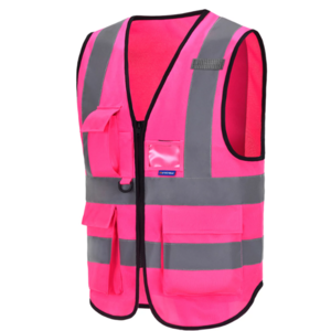 7 Pockets Pink High Visibility reflective safety vest