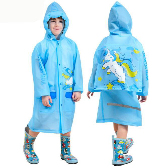 girls cool raincoat with print backpack customized padding at hood