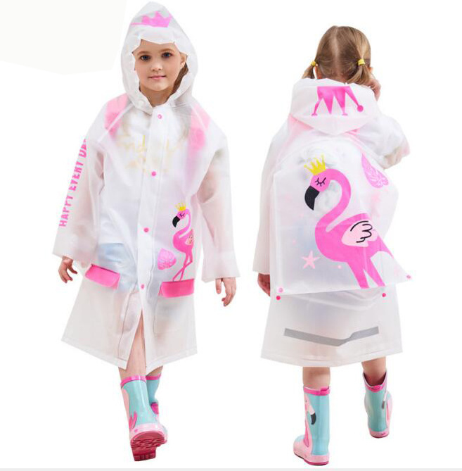 girls cool raincoat with print backpack customized padding at hood