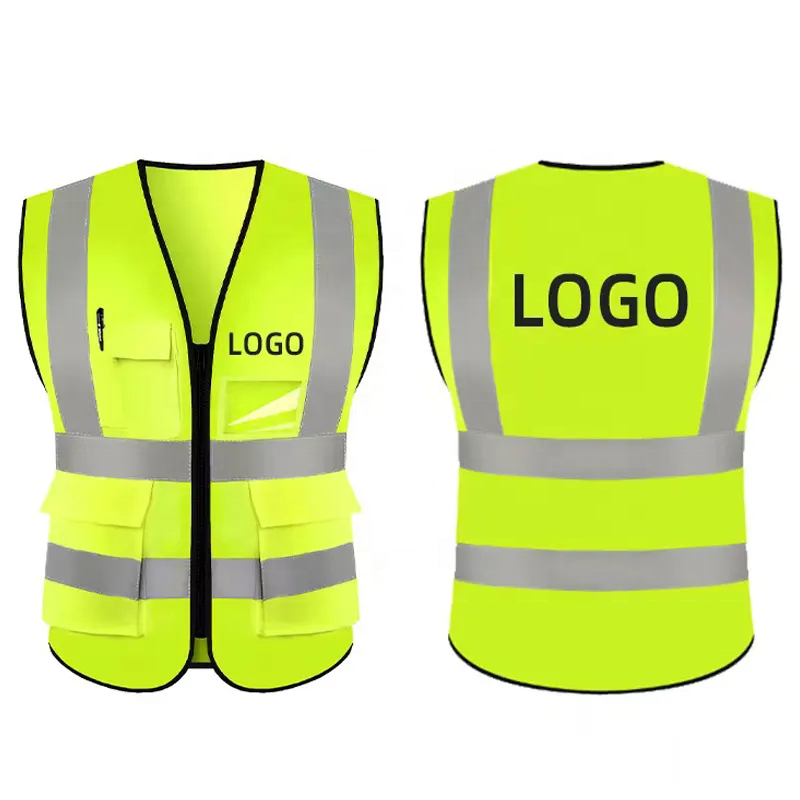 High Visibility Wholesale 100% Polyester Reflective Security Safety Chaleco Reflector Vest Custom