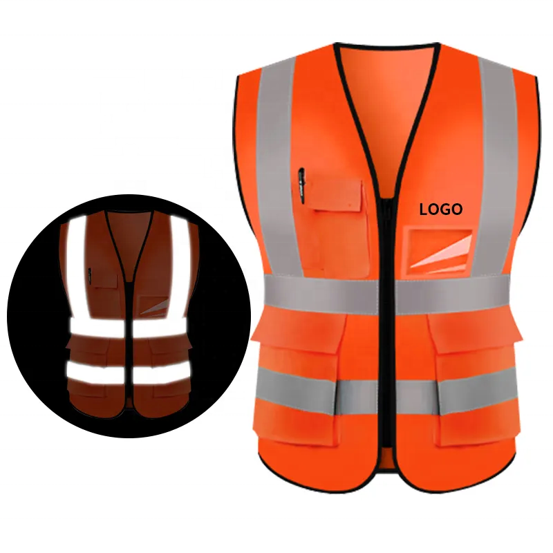 High Visibility Wholesale 100% Polyester Reflective Security Safety Chaleco Reflector Vest Custom