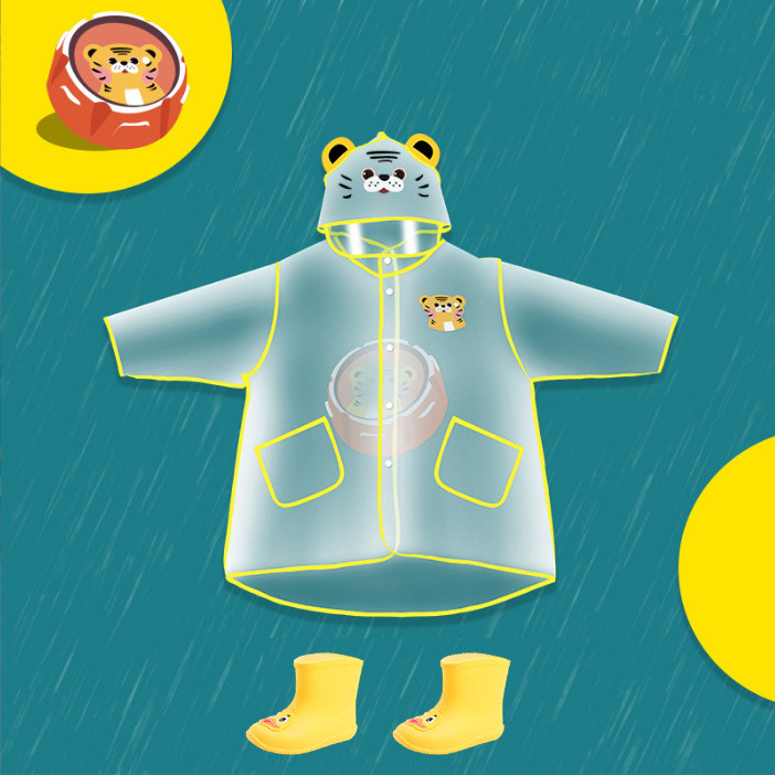 Comfortable Cartoon Long Brim Small Rain Cape Cute Duck Baby Raincoat with boots