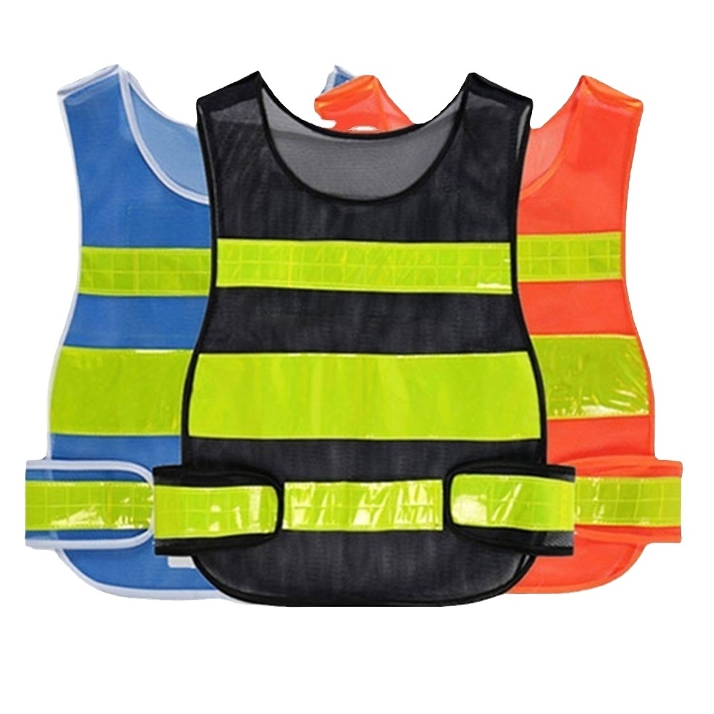 High visibility orange green t shirt child adult safety solar reflective film fire retardant vest high visibility uniform