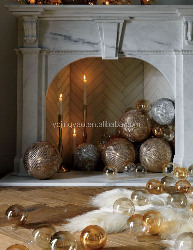 Electroplating Amber Hand Blown Glass Ball Christmas Ornaments