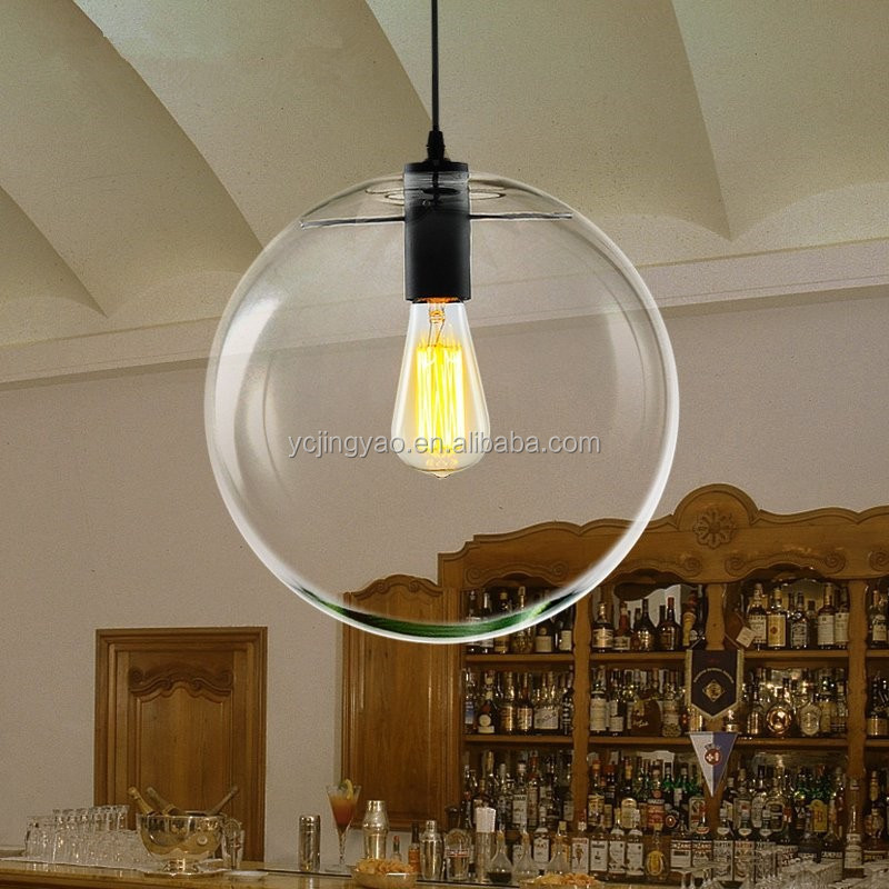 Customized Hand Blown Round Clear Glass Ball Shade Ceiling Lamp Pendant Lights Lighting Fixtures