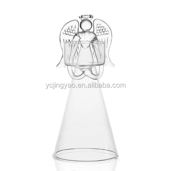 Christmas Angel Crystal Glass Tea Light Candle Holder