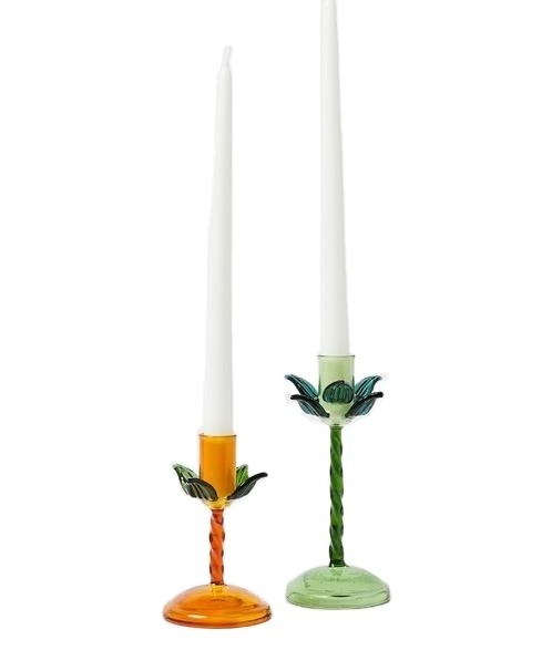 Wholesale Customized Mika Palm Tree Glass Candlestick Holder Desktop Ornament Christmas Candle Holder