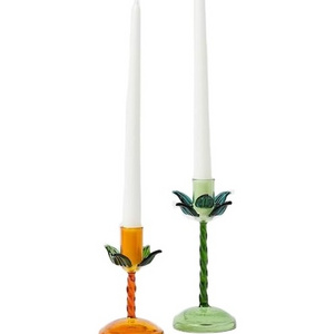 Wholesale Customized Mika Palm Tree Glass Candlestick Holder Desktop Ornament Christmas Candle Holder