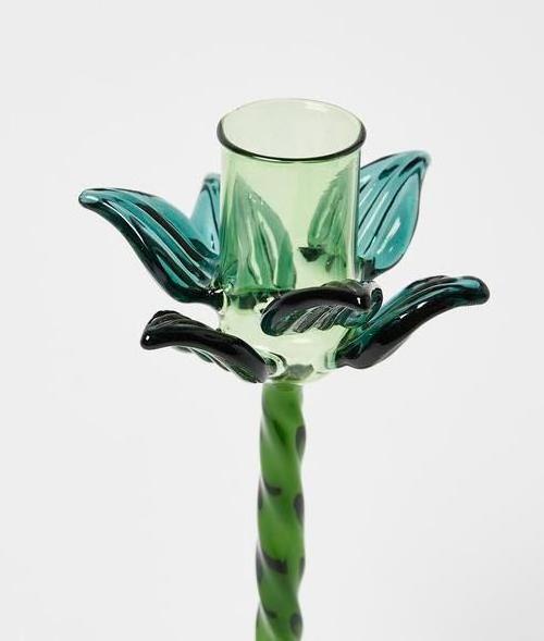 Wholesale Customized Mika Palm Tree Glass Candlestick Holder Desktop Ornament Christmas Candle Holder