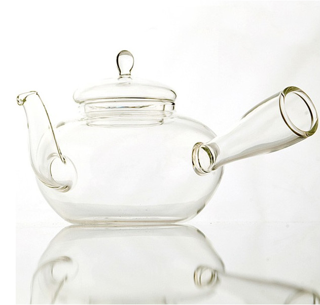 Custom Hand Blown Small Heat Resistant Clear Borosilicate Glass Teapot with Burner for Drinking