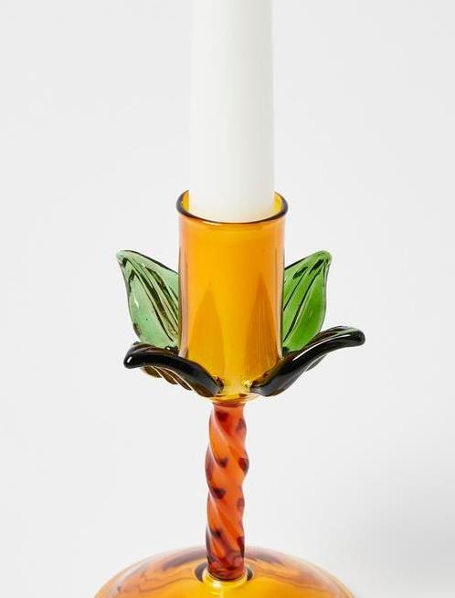 Wholesale Customized Mika Palm Tree Glass Candlestick Holder Desktop Ornament Christmas Candle Holder