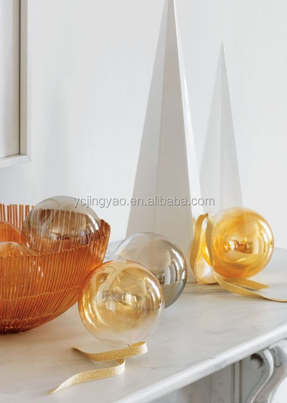 Electroplating Amber Hand Blown Glass Ball Christmas Ornaments