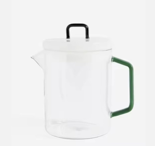 Wholesale Customized Heat-Resistant Glass Teapot Colored Handle Coffee Jug